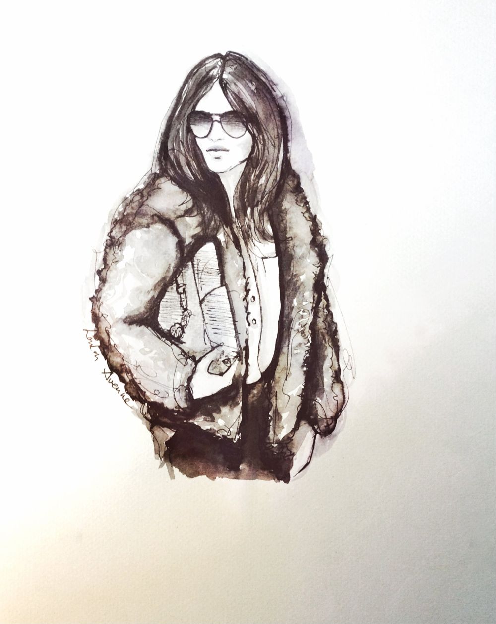 LouLou Avenue Fashion Illustration faux fur cardigan for BlogForShops