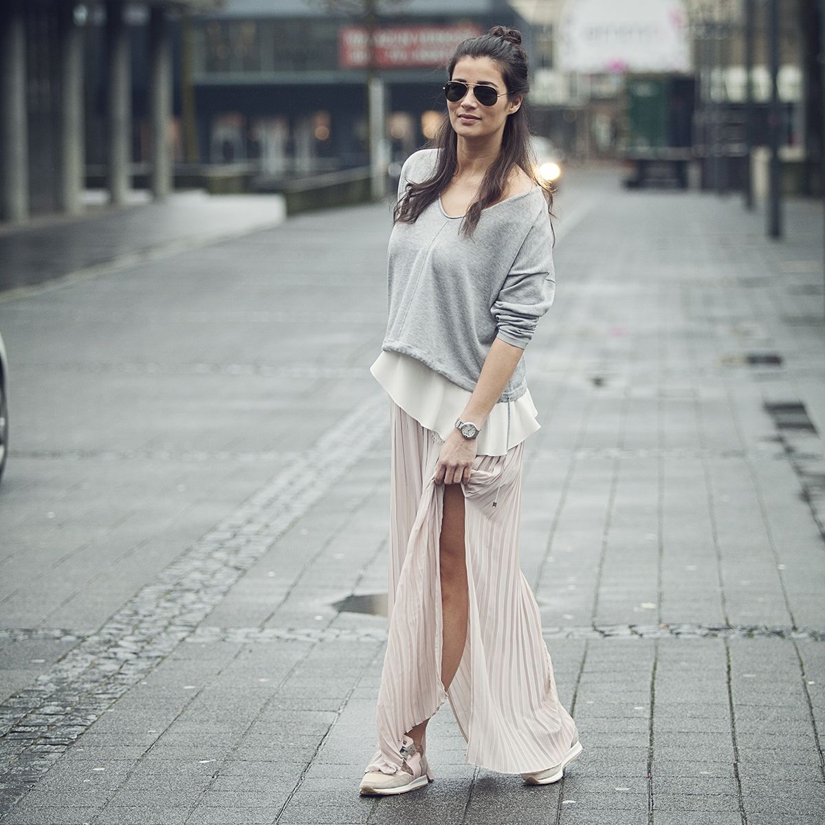 streetstyle 2015 philipp model maxi skirt top knot BlogForshops