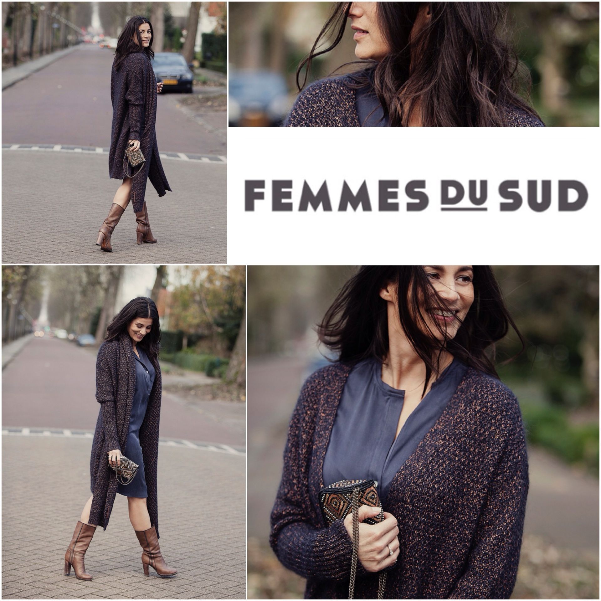 FemmesDuSud vest met lurex, zijden jurkje. styling BlogForShops streetstyle fall winter 2015 